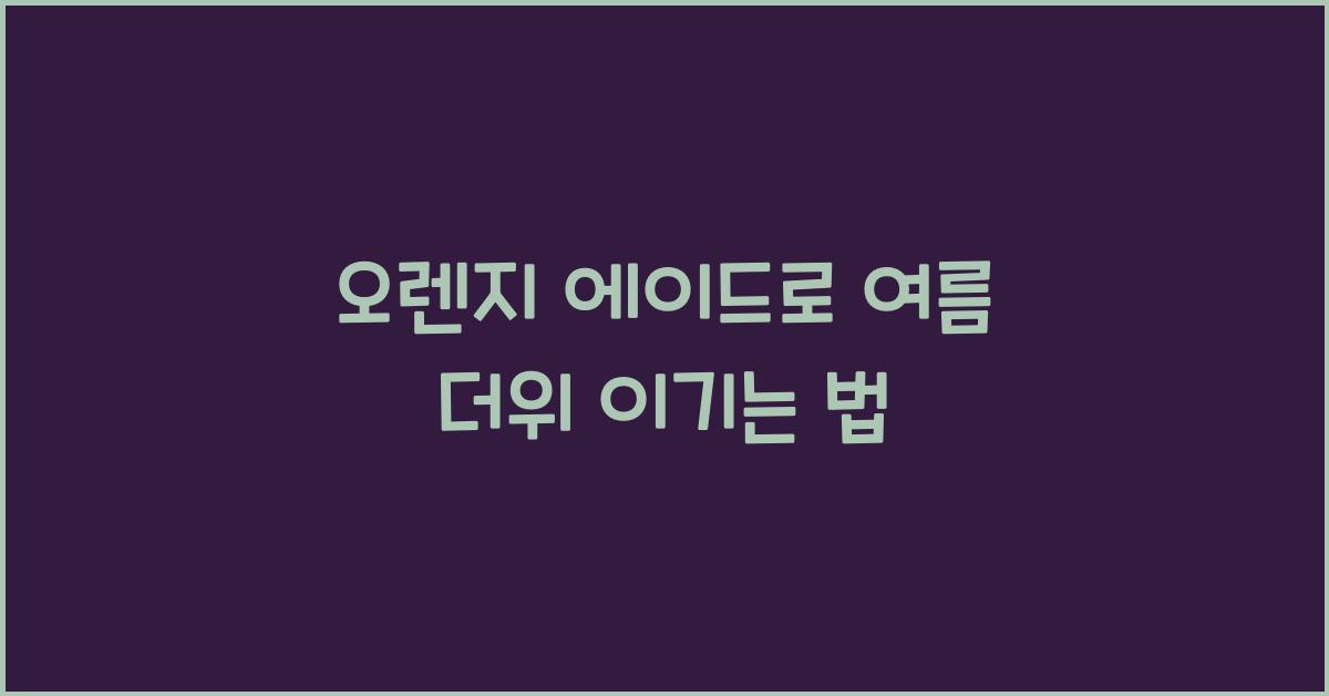 오렌지 에이드로 여름 더위 이기는 법